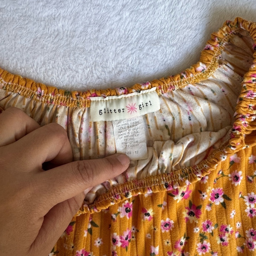 Charming Mustard Floral Kids Jumpsuit - Picture 2 of 9